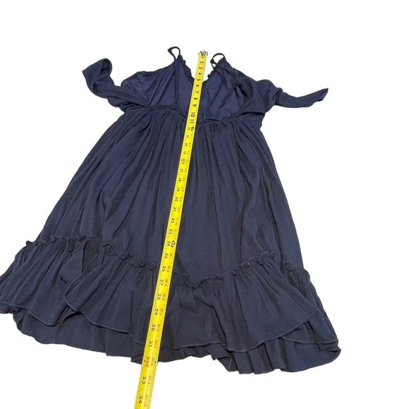 Short Halter Dress with‎ Smocked Middle and Tie Back by Wishlist - Navy Small - Picture 11 of 15